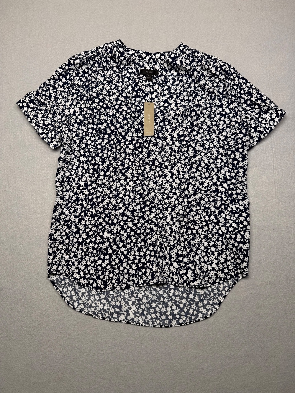 J.Crew Floral Print Blouse Women XS Navy New